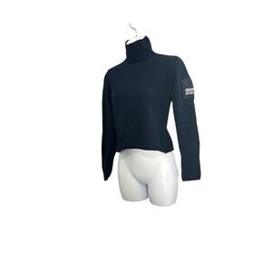 Vintage Britches for Women Kelsey Sweater M - Lambswool Blend, Mock Neck,‎ Navy